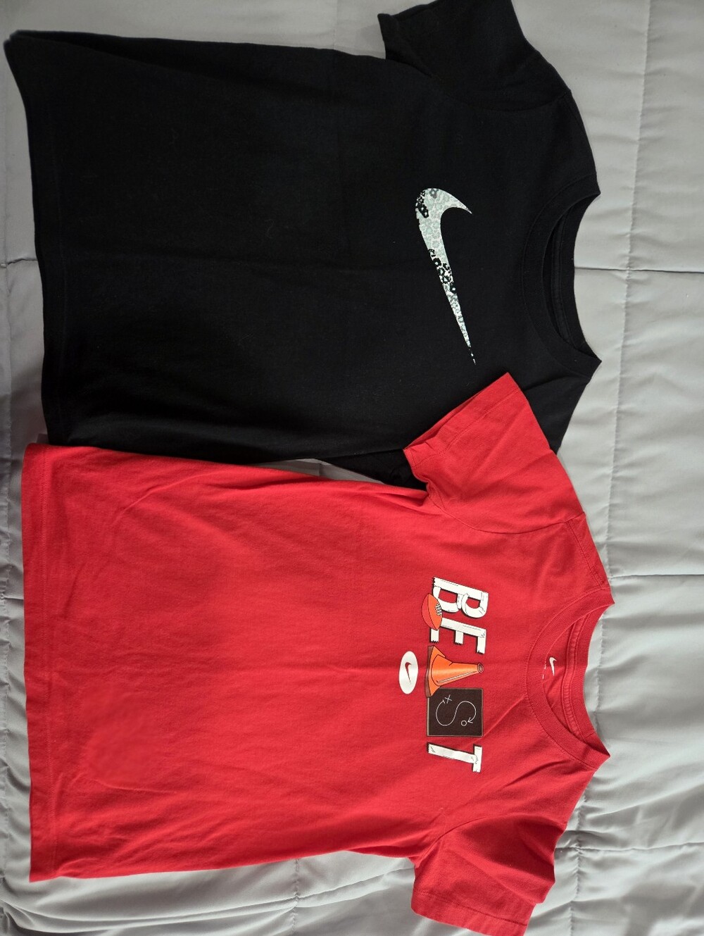 Kids Nike Black Tee with White Swoosh Graphic Sz MED. LOT OF 2